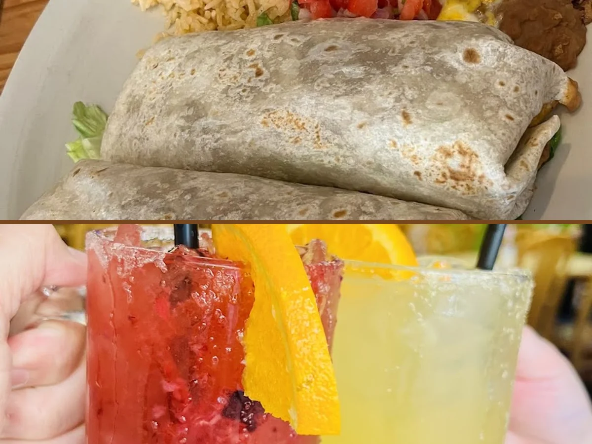 Colorful Mexican dishes on a casual restaurant table.